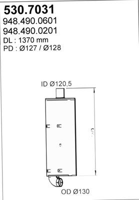 ASSO 530.7031 - Vidējais / Gala izpl. gāzu trokšņa slāpētājs autodraugiem.lv