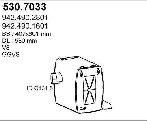ASSO 530.7033 - Vidējais / Gala izpl. gāzu trokšņa slāpētājs autodraugiem.lv