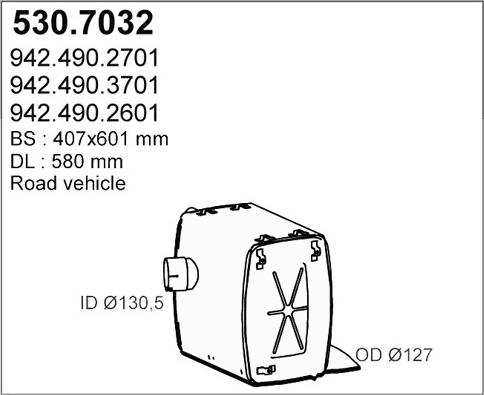 ASSO 530.7032 - Vidējais / Gala izpl. gāzu trokšņa slāpētājs autodraugiem.lv