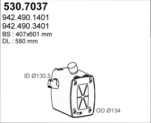 ASSO 530.7037 - Vidējais / Gala izpl. gāzu trokšņa slāpētājs autodraugiem.lv