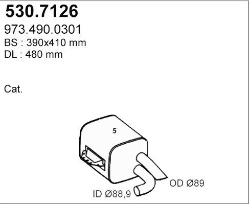 ASSO 530.7126 - Vidējais / Gala izpl. gāzu trokšņa slāpētājs autodraugiem.lv