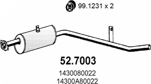 ASSO 52.7003 - Izplūdes gāzu trokšņa slāpētājs (pēdējais) autodraugiem.lv