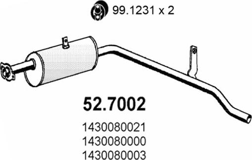 ASSO 52.7002 - Izplūdes gāzu trokšņa slāpētājs (pēdējais) autodraugiem.lv