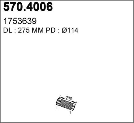 ASSO 570.4006 - Gofrēta caurule, Izplūdes gāzu sistēma autodraugiem.lv