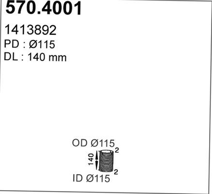 ASSO 570.4001 - Gofrēta caurule, Izplūdes gāzu sistēma autodraugiem.lv