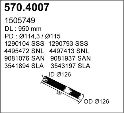 ASSO 570.4007 - Gofrēta caurule, Izplūdes gāzu sistēma autodraugiem.lv