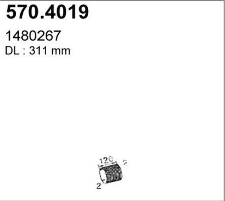 ASSO 570.4019 - Gofrēta caurule, Izplūdes gāzu sistēma autodraugiem.lv