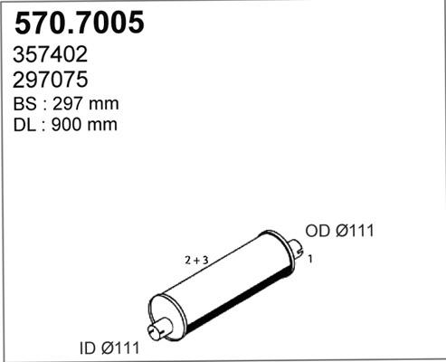 ASSO 570.7005 - Vidējais / Gala izpl. gāzu trokšņa slāpētājs autodraugiem.lv