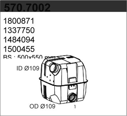 ASSO 570.7001 - Vidējais / Gala izpl. gāzu trokšņa slāpētājs autodraugiem.lv