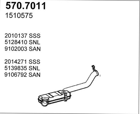 ASSO 570.7011 - Vidējais / Gala izpl. gāzu trokšņa slāpētājs autodraugiem.lv