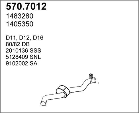 ASSO 570.7012 - Vidējais / Gala izpl. gāzu trokšņa slāpētājs autodraugiem.lv