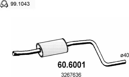 ASSO 60.6001 - Vidējais izpl. gāzu trokšņa slāpētājs autodraugiem.lv