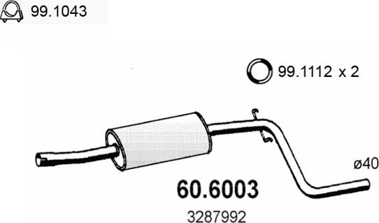 ASSO 60.6003 - Vidējais izpl. gāzu trokšņa slāpētājs autodraugiem.lv