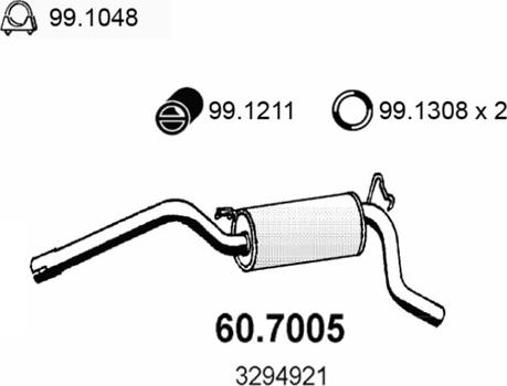 ASSO 60.7005 - Izplūdes gāzu trokšņa slāpētājs (pēdējais) autodraugiem.lv