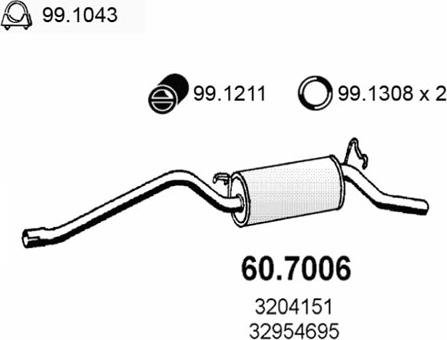 ASSO 60.7006 - Izplūdes gāzu trokšņa slāpētājs (pēdējais) autodraugiem.lv