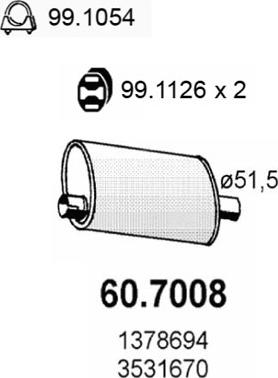ASSO 60.7008 - Izplūdes gāzu trokšņa slāpētājs (pēdējais) autodraugiem.lv