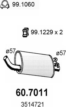 ASSO 60.7011 - Izplūdes gāzu trokšņa slāpētājs (pēdējais) autodraugiem.lv