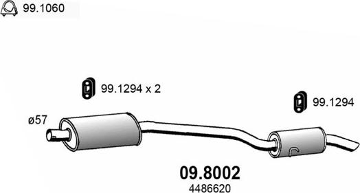ASSO 09.8002 - Vidējais / Gala izpl. gāzu trokšņa slāpētājs autodraugiem.lv