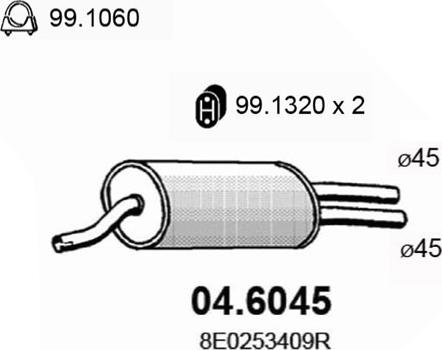 ASSO 04.6045 - Vidējais izpl. gāzu trokšņa slāpētājs autodraugiem.lv