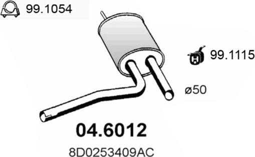 ASSO 04.6012 - Vidējais izpl. gāzu trokšņa slāpētājs autodraugiem.lv