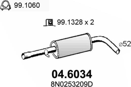 ASSO 04.6034 - Vidējais izpl. gāzu trokšņa slāpētājs autodraugiem.lv