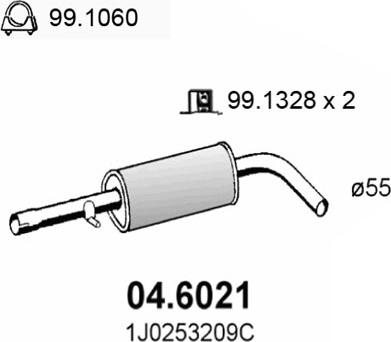 ASSO 04.6021 - Vidējais izpl. gāzu trokšņa slāpētājs autodraugiem.lv
