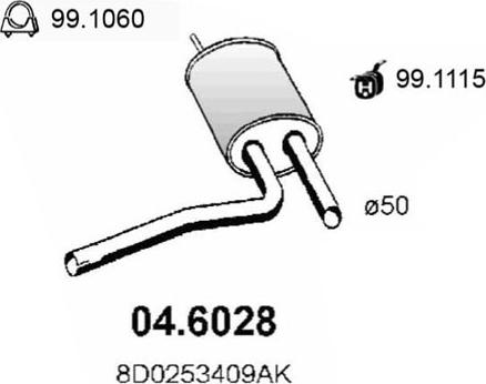 ASSO 04.6028 - Vidējais izpl. gāzu trokšņa slāpētājs autodraugiem.lv