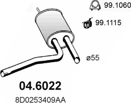 ASSO 04.6022 - Vidējais izpl. gāzu trokšņa slāpētājs autodraugiem.lv