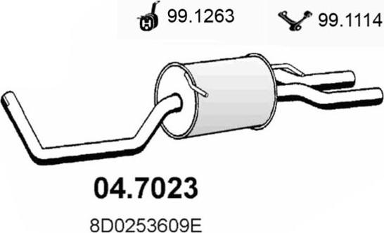 ASSO 04.7023 - Izplūdes gāzu trokšņa slāpētājs (pēdējais) autodraugiem.lv