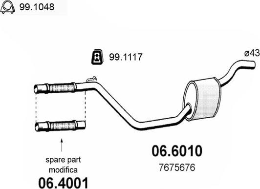 ASSO 06.6010 - Vidējais izpl. gāzu trokšņa slāpētājs autodraugiem.lv