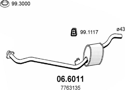 ASSO 06.6011 - Vidējais izpl. gāzu trokšņa slāpētājs autodraugiem.lv