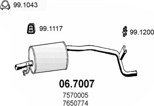 ASSO 06.7007 - Izplūdes gāzu trokšņa slāpētājs (pēdējais) autodraugiem.lv