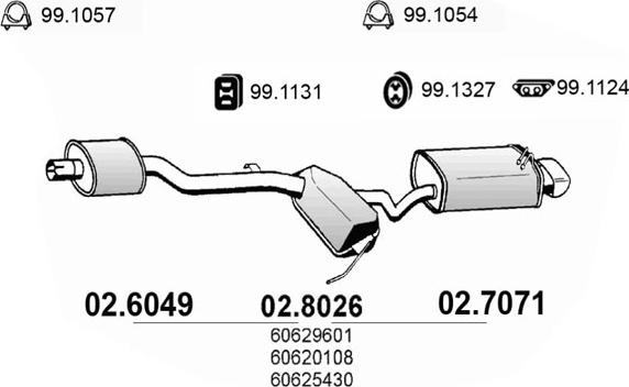 ASSO 02.6049 - Vidējais izpl. gāzu trokšņa slāpētājs autodraugiem.lv