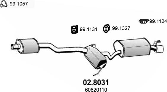 ASSO 02.8031 - Vidējais / Gala izpl. gāzu trokšņa slāpētājs autodraugiem.lv