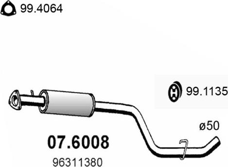 ASSO 07.6008 - Vidējais izpl. gāzu trokšņa slāpētājs autodraugiem.lv