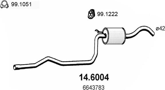 ASSO 14.6004 - Vidējais izpl. gāzu trokšņa slāpētājs autodraugiem.lv