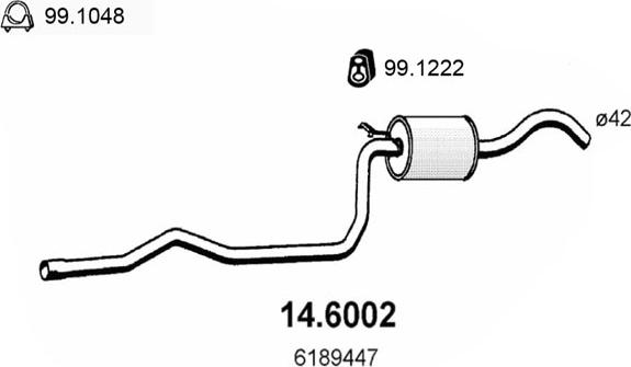ASSO 14.6002 - Vidējais izpl. gāzu trokšņa slāpētājs autodraugiem.lv