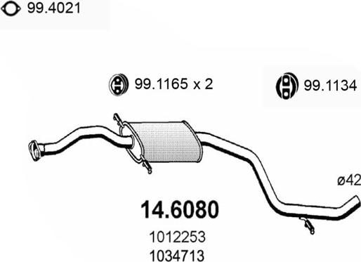 ASSO 14.6080 - Vidējais izpl. gāzu trokšņa slāpētājs autodraugiem.lv