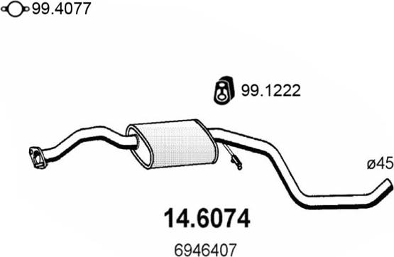 ASSO 14.6074 - Vidējais izpl. gāzu trokšņa slāpētājs autodraugiem.lv