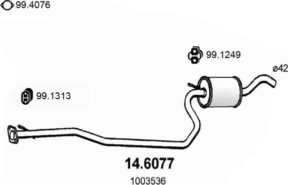 ASSO 14.6077 - Vidējais izpl. gāzu trokšņa slāpētājs autodraugiem.lv