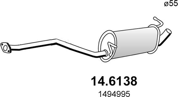 ASSO 14.6138 - Vidējais izpl. gāzu trokšņa slāpētājs autodraugiem.lv