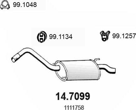 ASSO 14.7099 - Izplūdes gāzu trokšņa slāpētājs (pēdējais) autodraugiem.lv