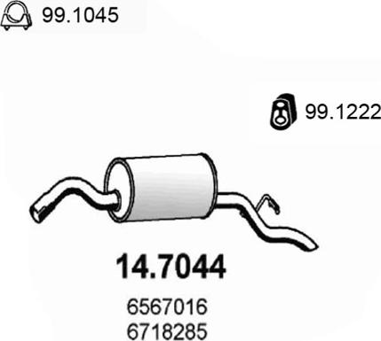 ASSO 14.7044 - Izplūdes gāzu trokšņa slāpētājs (pēdējais) autodraugiem.lv