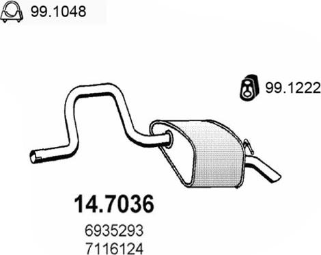 ASSO 14.7036 - Izplūdes gāzu trokšņa slāpētājs (pēdējais) autodraugiem.lv