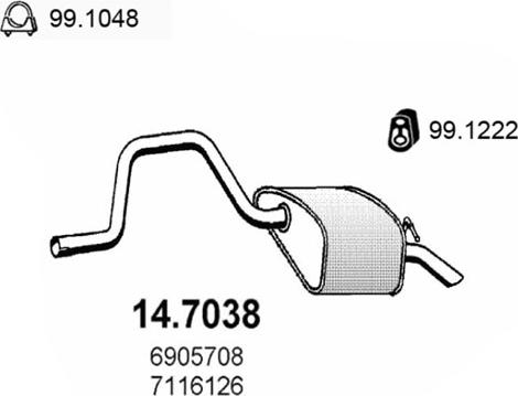 ASSO 14.7038 - Izplūdes gāzu trokšņa slāpētājs (pēdējais) autodraugiem.lv