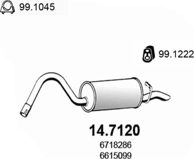 ASSO 14.7120 - Izplūdes gāzu trokšņa slāpētājs (pēdējais) autodraugiem.lv