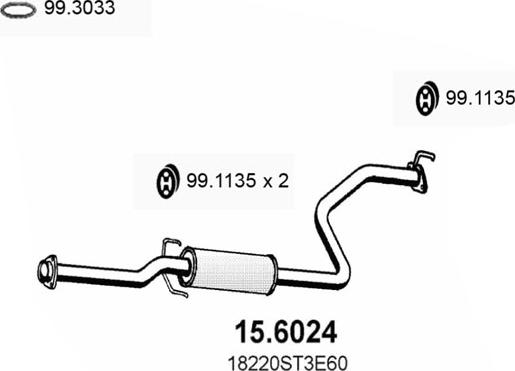 ASSO 15.6024 - Vidējais izpl. gāzu trokšņa slāpētājs autodraugiem.lv