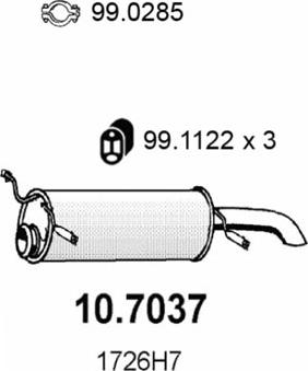 ASSO 10.7037 - Izplūdes gāzu trokšņa slāpētājs (pēdējais) autodraugiem.lv