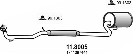 ASSO 11.8005 - Vidējais / Gala izpl. gāzu trokšņa slāpētājs autodraugiem.lv