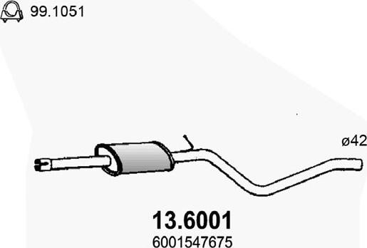 ASSO 13.6001 - Vidējais izpl. gāzu trokšņa slāpētājs autodraugiem.lv